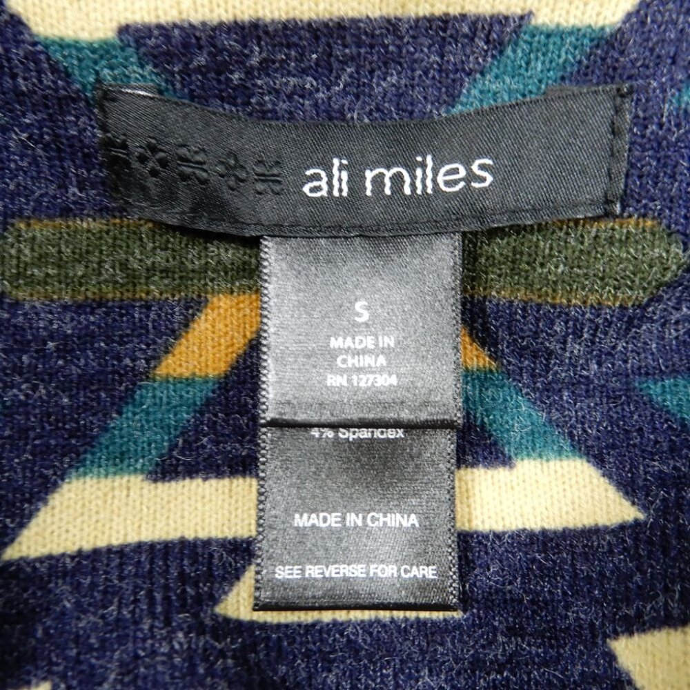 ALI MILES Open Front Cardigan Sweater Duster S Multi Western Aztec Pockets NEW - Picture 3 of 6